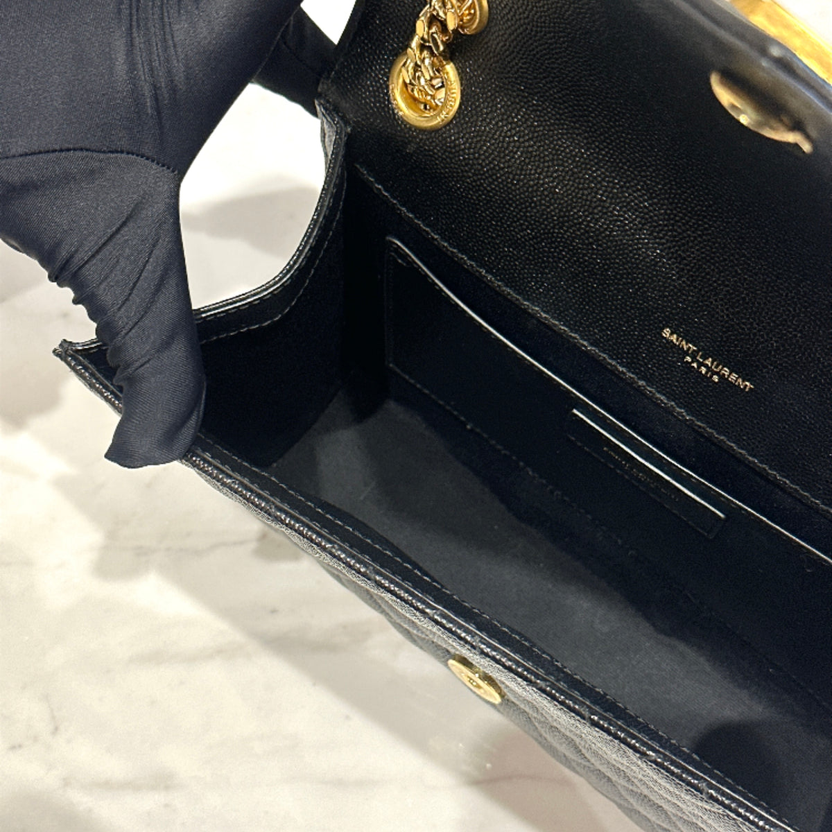YSL Envelope Medium in Black GHW