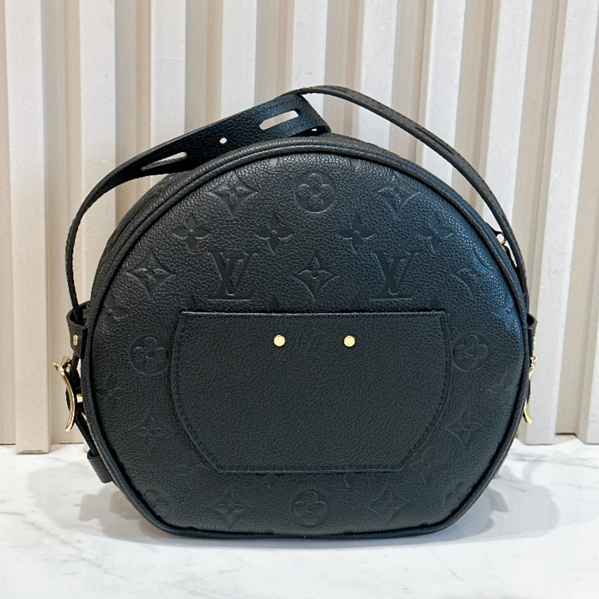 LV Boite Chapeau Souple MM in Black Empreinte