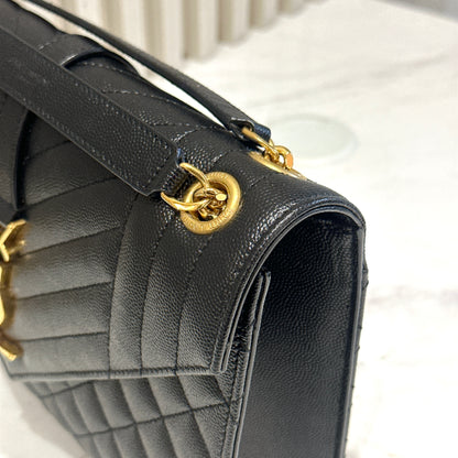 YSL Envelope Medium in Black GHW