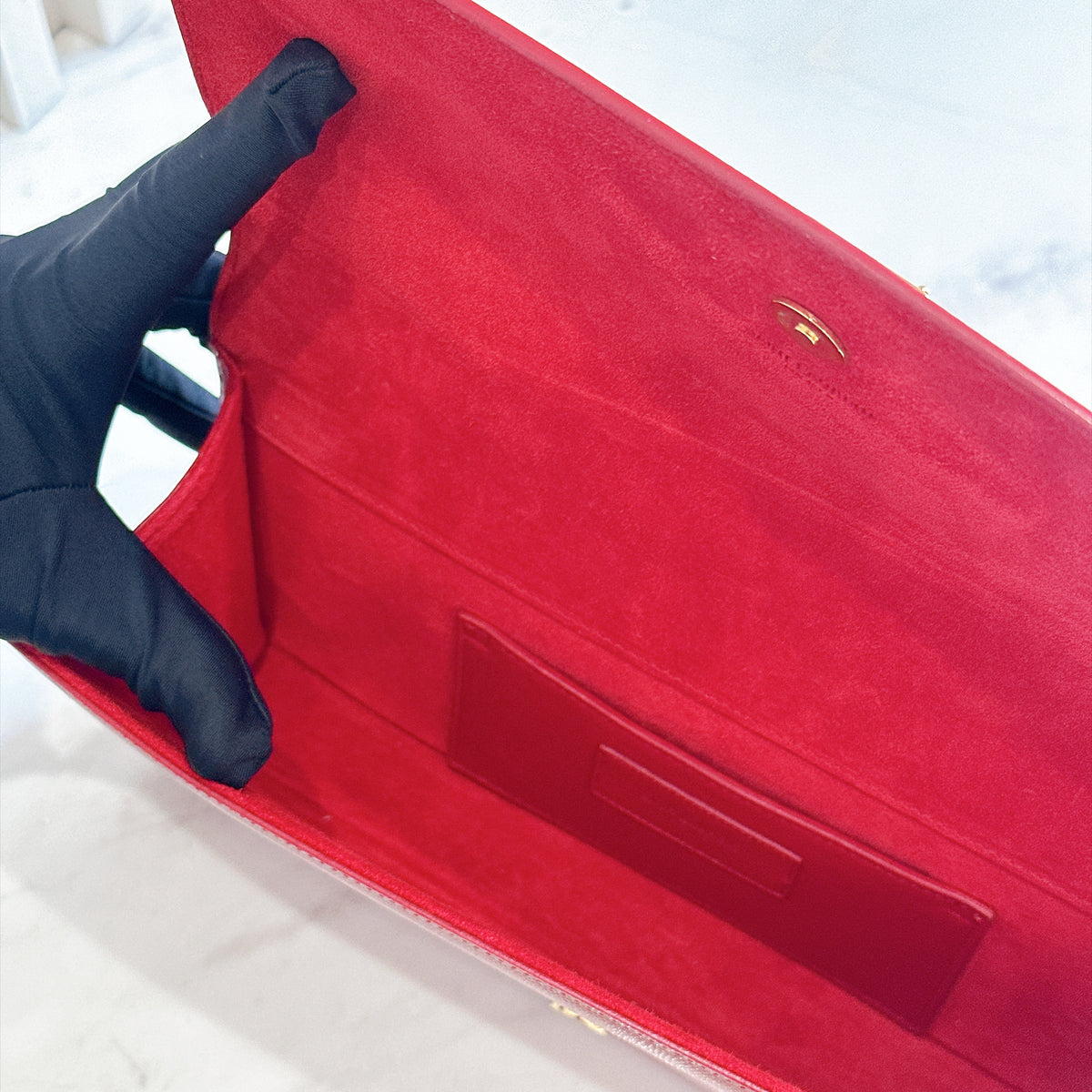 YSL Red Monogram Classic Cassandre Clutch