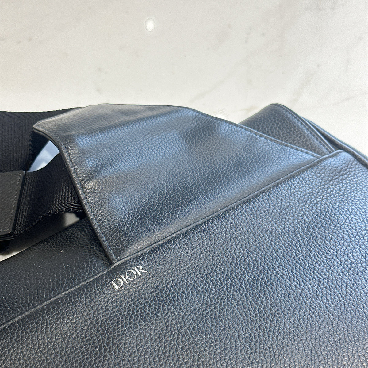 Dior Saddle Maxi in Black Grained Calf Leather