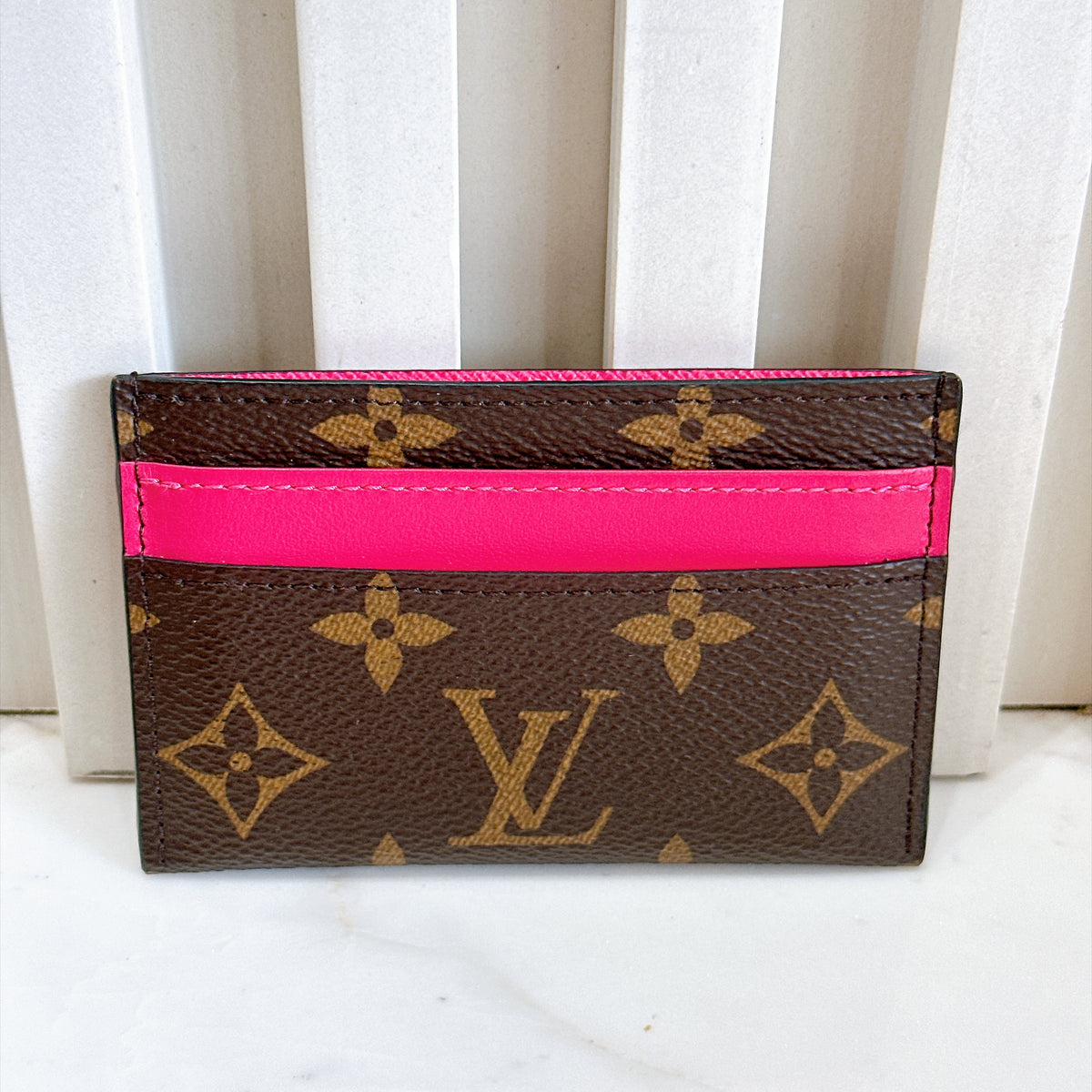 LV Double Card Holder Pondichery Pink