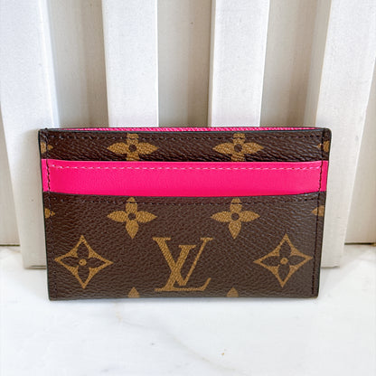 LV Double Card Holder Pondichery Pink