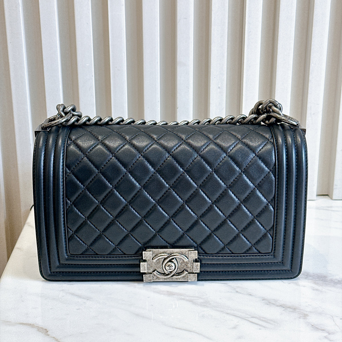 Chanel Boy Old Medium in Black Lambskin