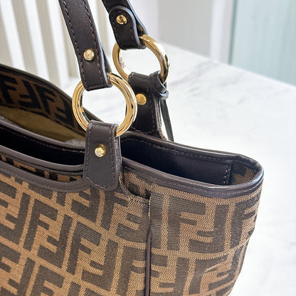 Fendi Zucca Print Canvas and Leather Tote / Chef Bag