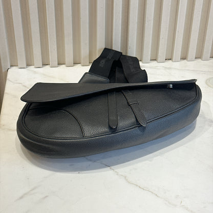 Dior Saddle Maxi in Black Grained Calf Leather