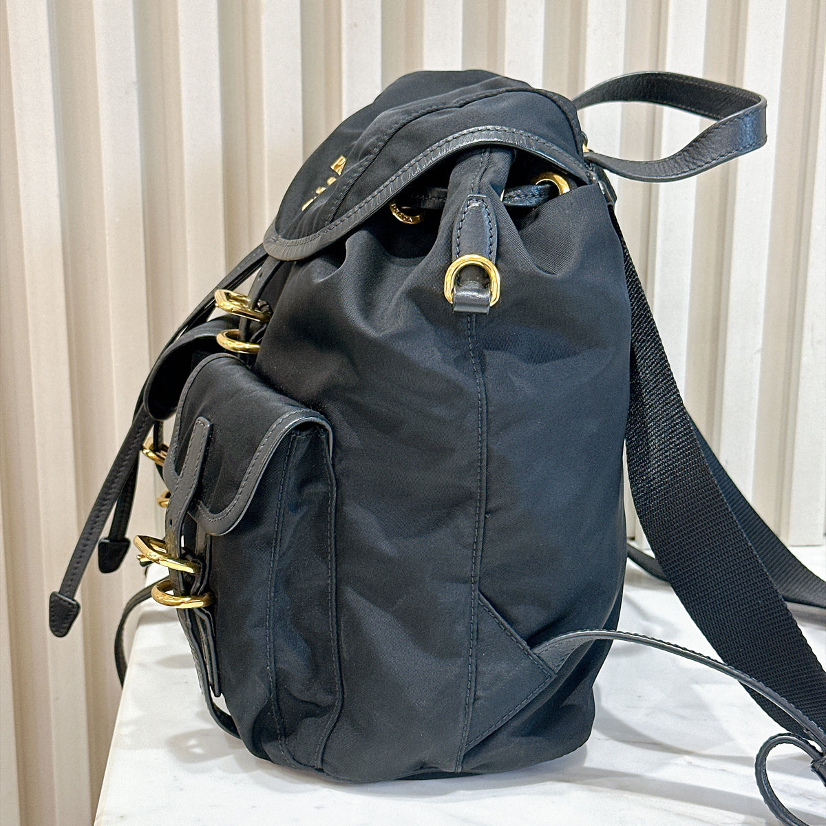 Prada Black Nylon and Leather Backpack