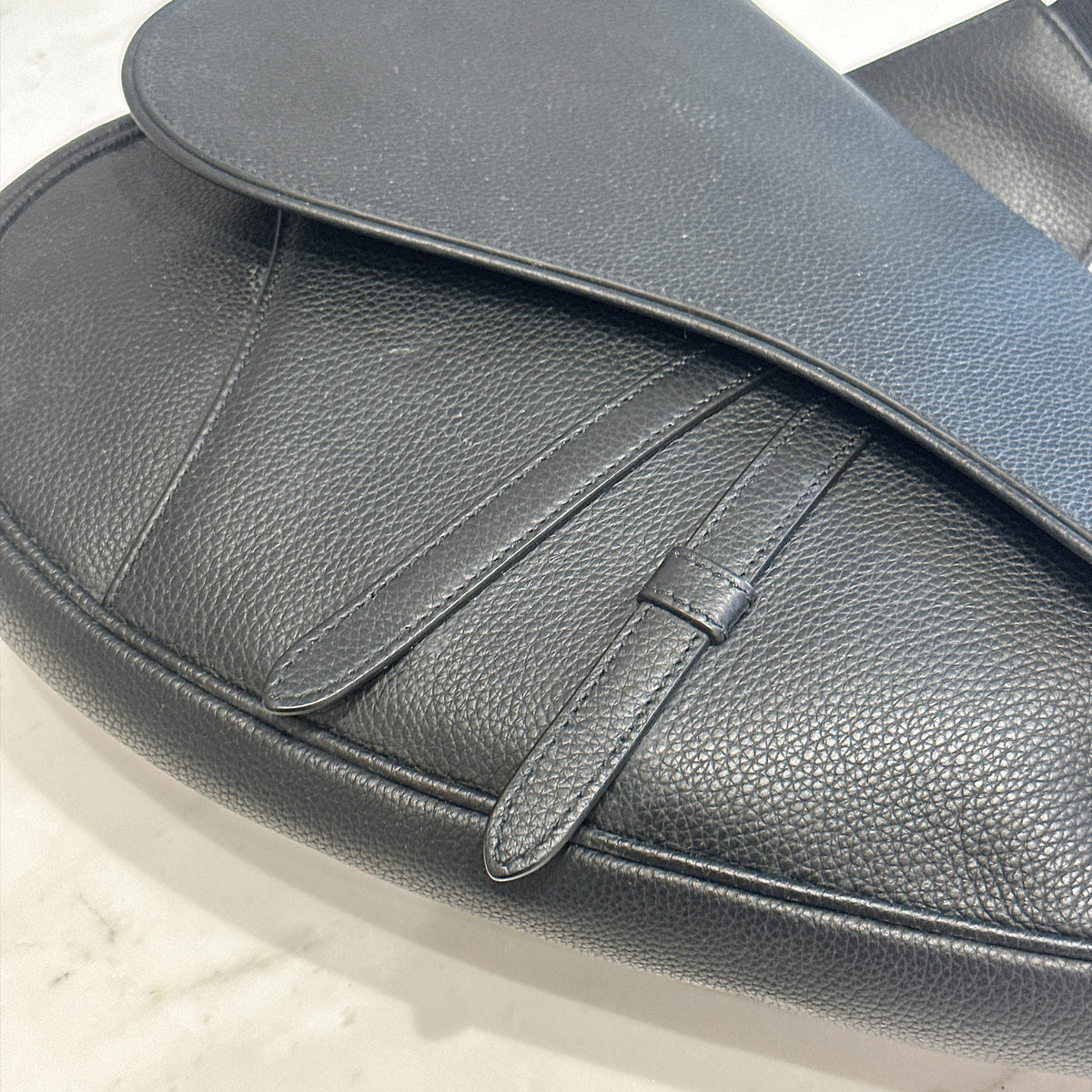 Dior Saddle Maxi in Black Grained Calf Leather