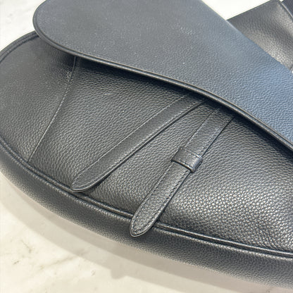 Dior Saddle Maxi in Black Grained Calf Leather