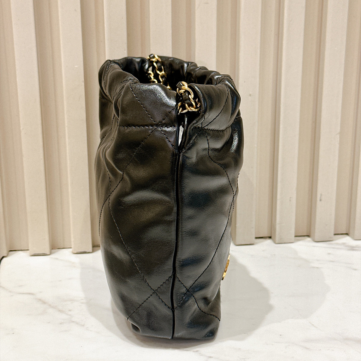 Chanel 22 Mini with Pearl Chain Black GHW