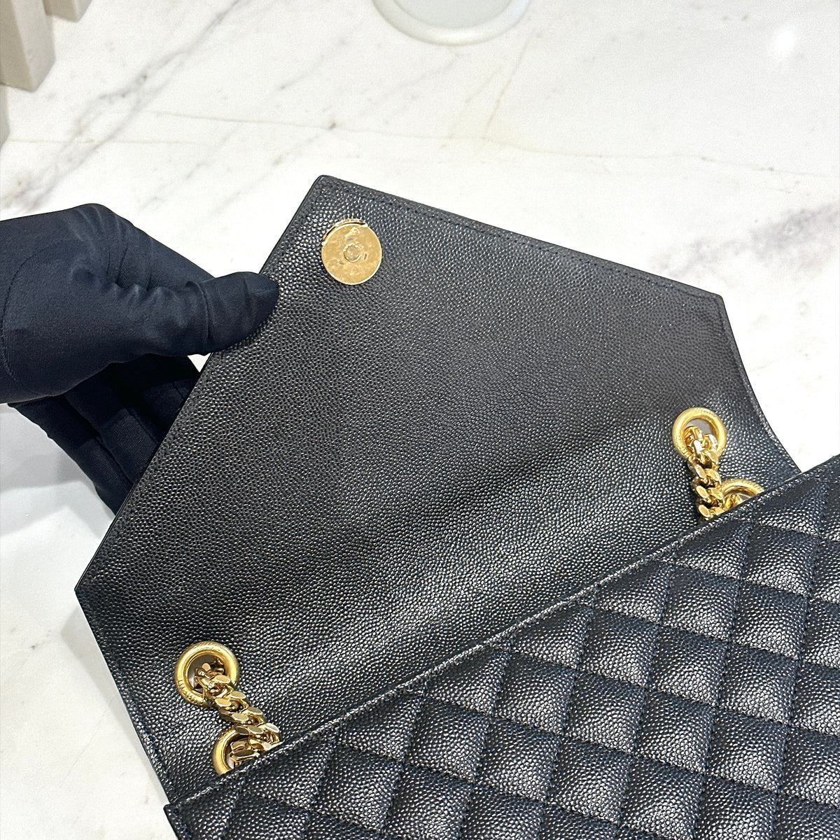 YSL Envelope Medium in Black GHW