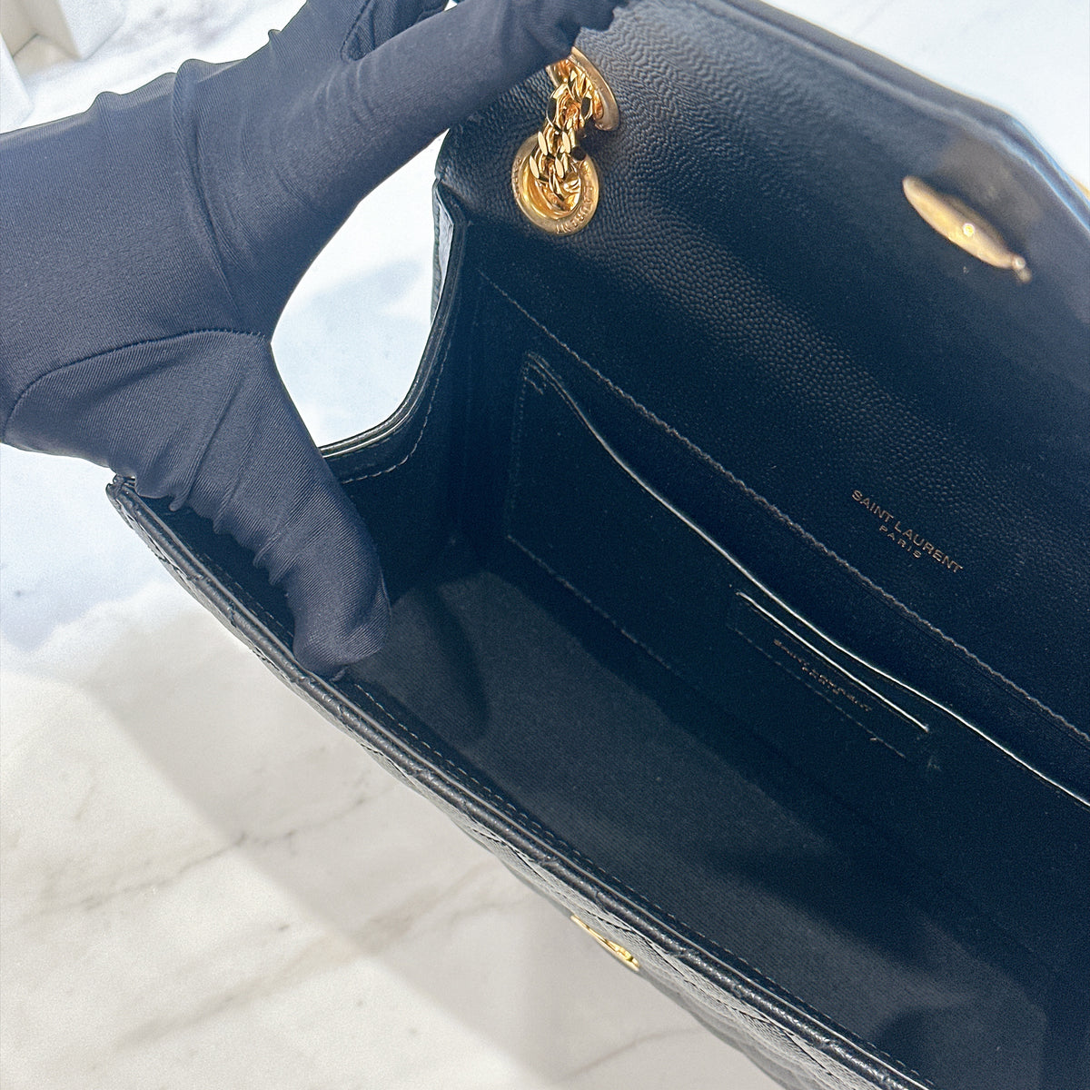 YSL Envelope Medium In Black GHW