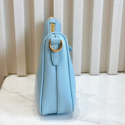 Prada 3 in 1 Hobo Bag in Blue Saffiano