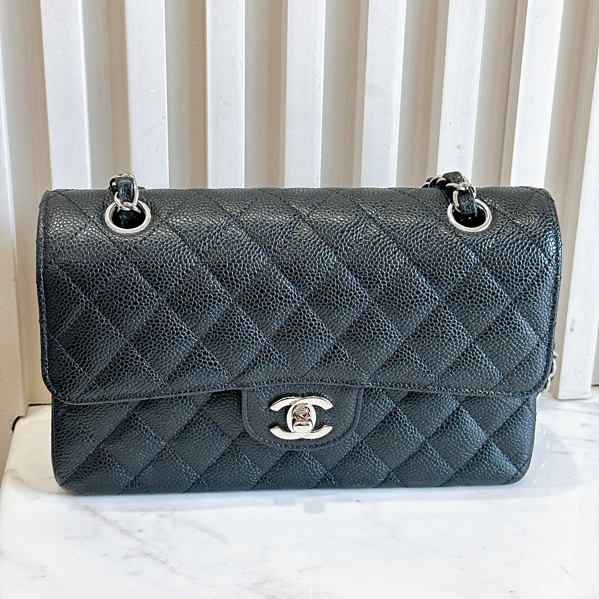 Chanel Classic Flap Small in Black Caviar SHW