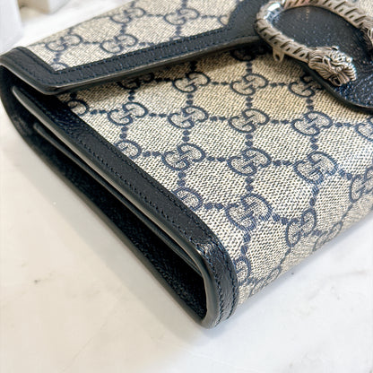 Gucci Dionysus GG Supreme Wallet On Chain in Navy Blue