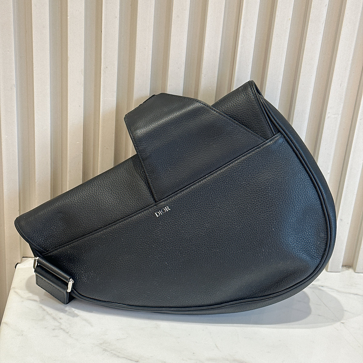 Dior Saddle Maxi in Black Grained Calf Leather