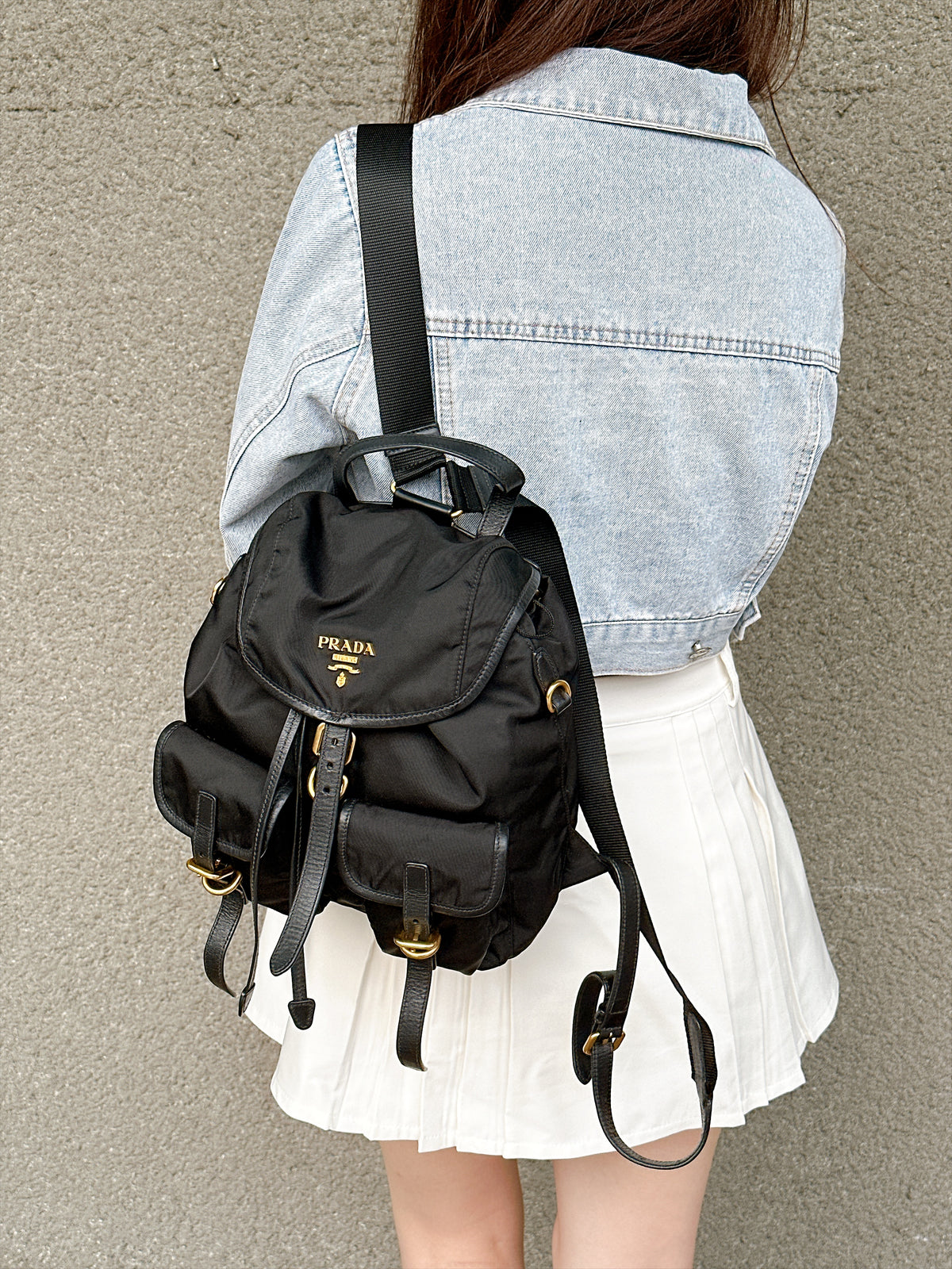 Prada Black Nylon and Leather Backpack
