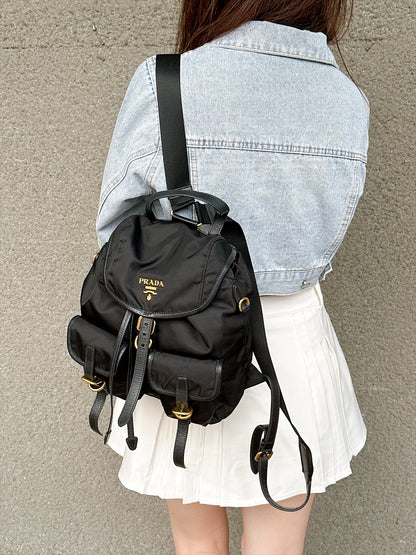 Prada Black Nylon and Leather Backpack