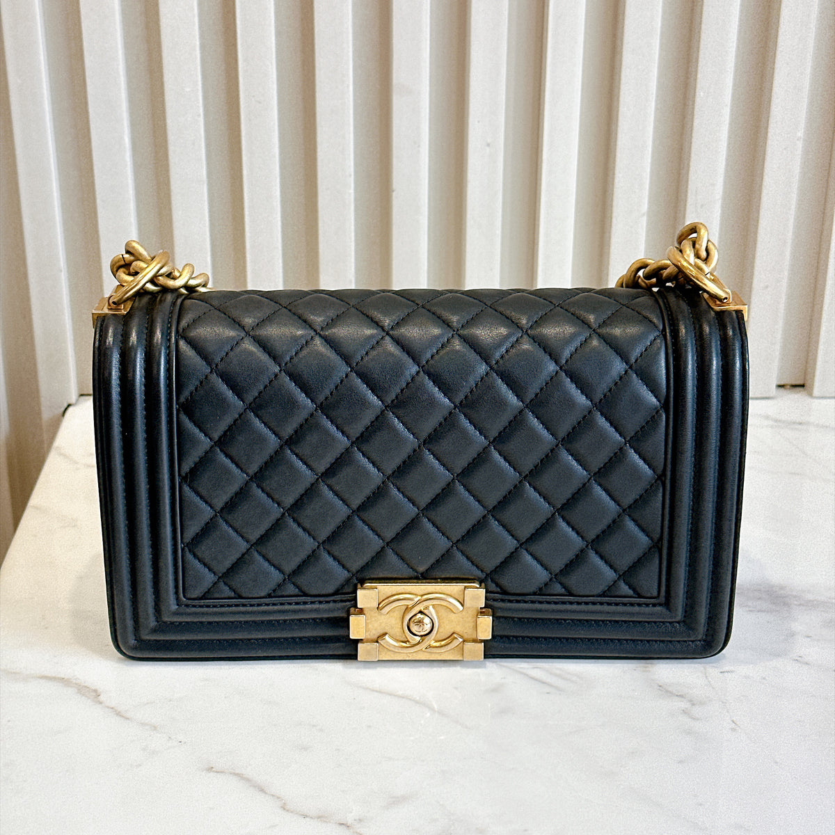 Chanel Boy Old Medium in Black Lambskin