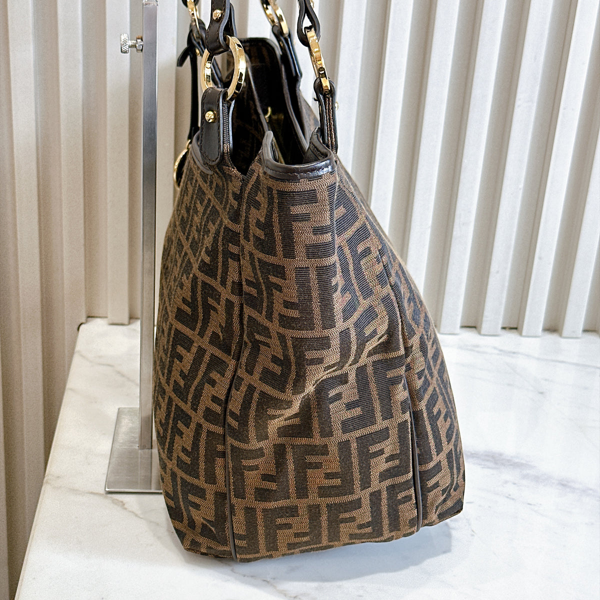 Fendi Zucca Print Canvas and Leather Tote / Chef Bag