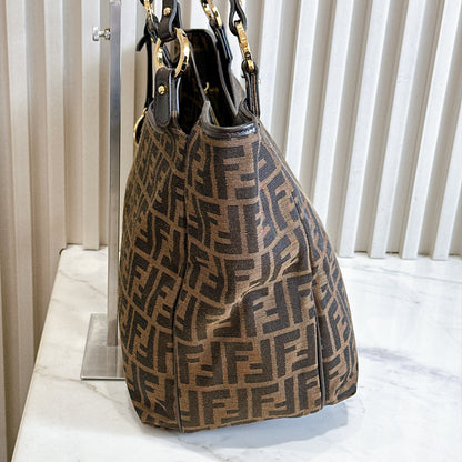 Fendi Zucca Print Canvas and Leather Tote / Chef Bag