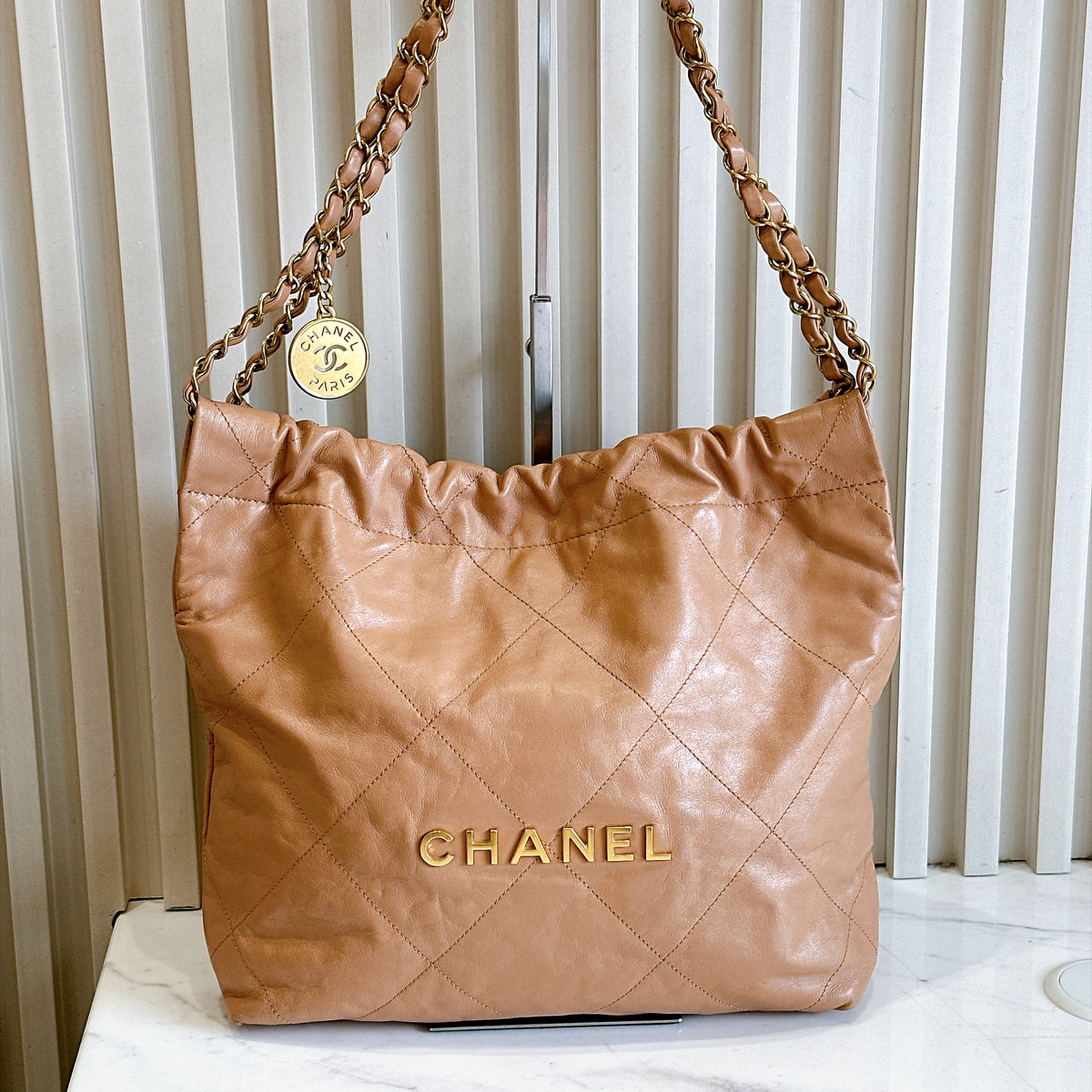 Chanel 22 Small in Caramel Calfskin