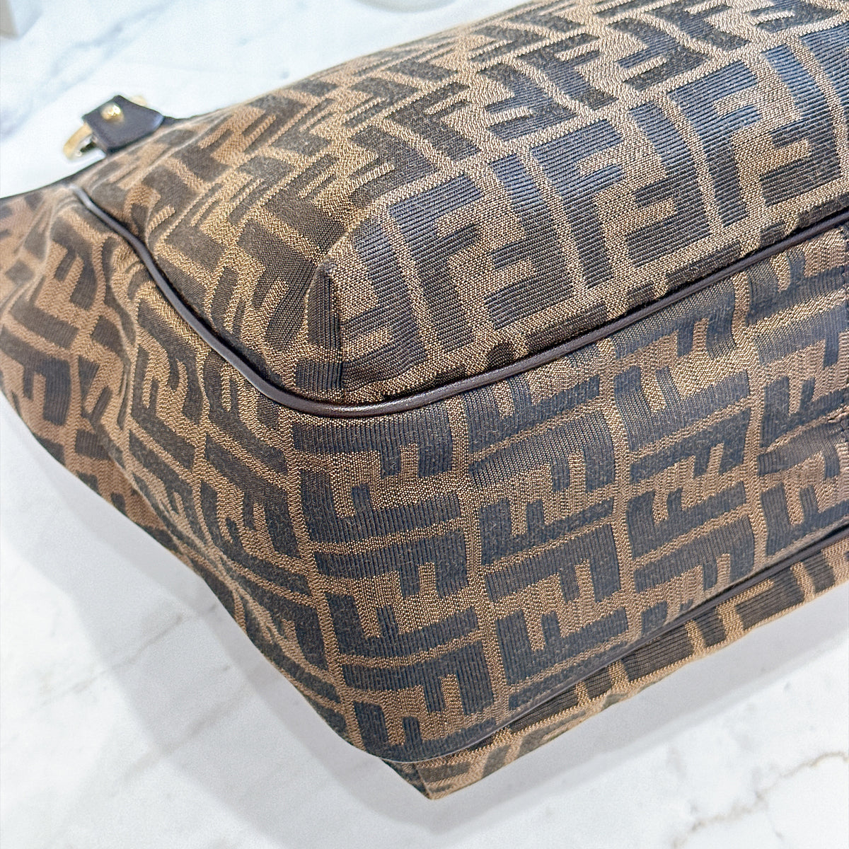 Fendi Zucca Print Canvas and Leather Tote / Chef Bag