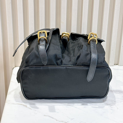 Prada Black Nylon and Leather Backpack
