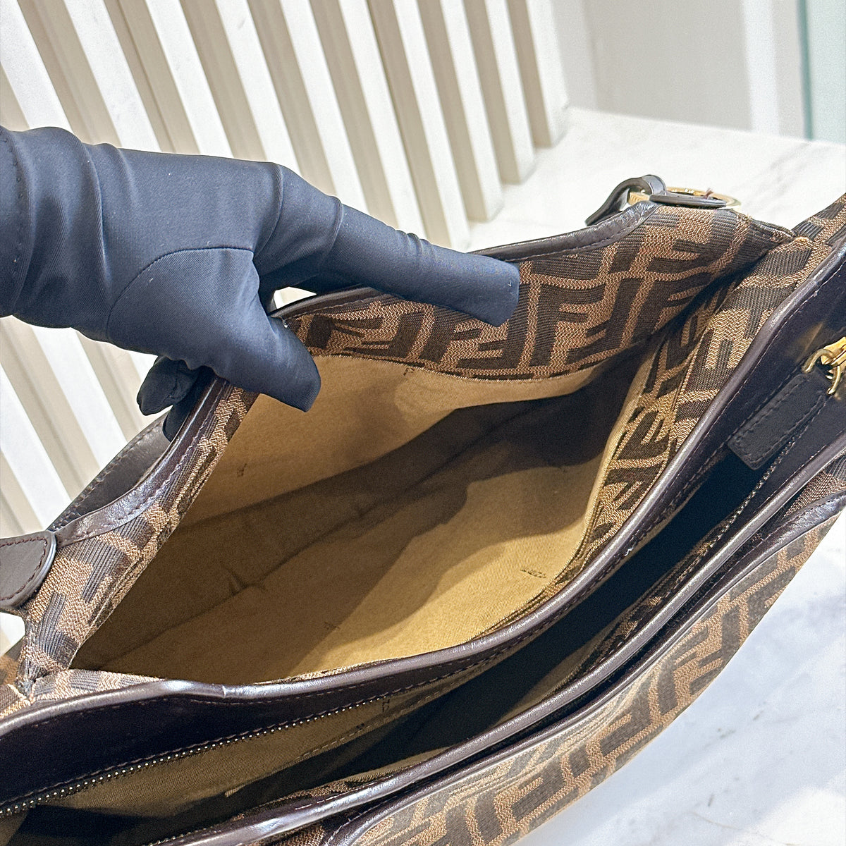 Fendi Zucca Print Canvas and Leather Tote / Chef Bag
