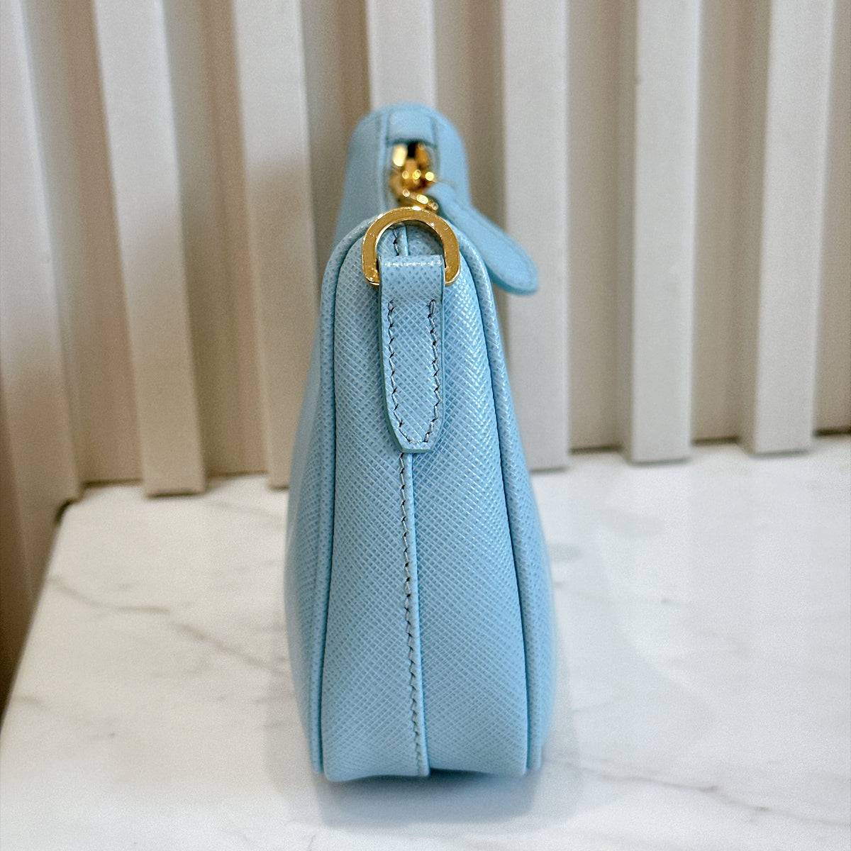 Prada 3 in 1 Hobo Bag in Blue Saffiano
