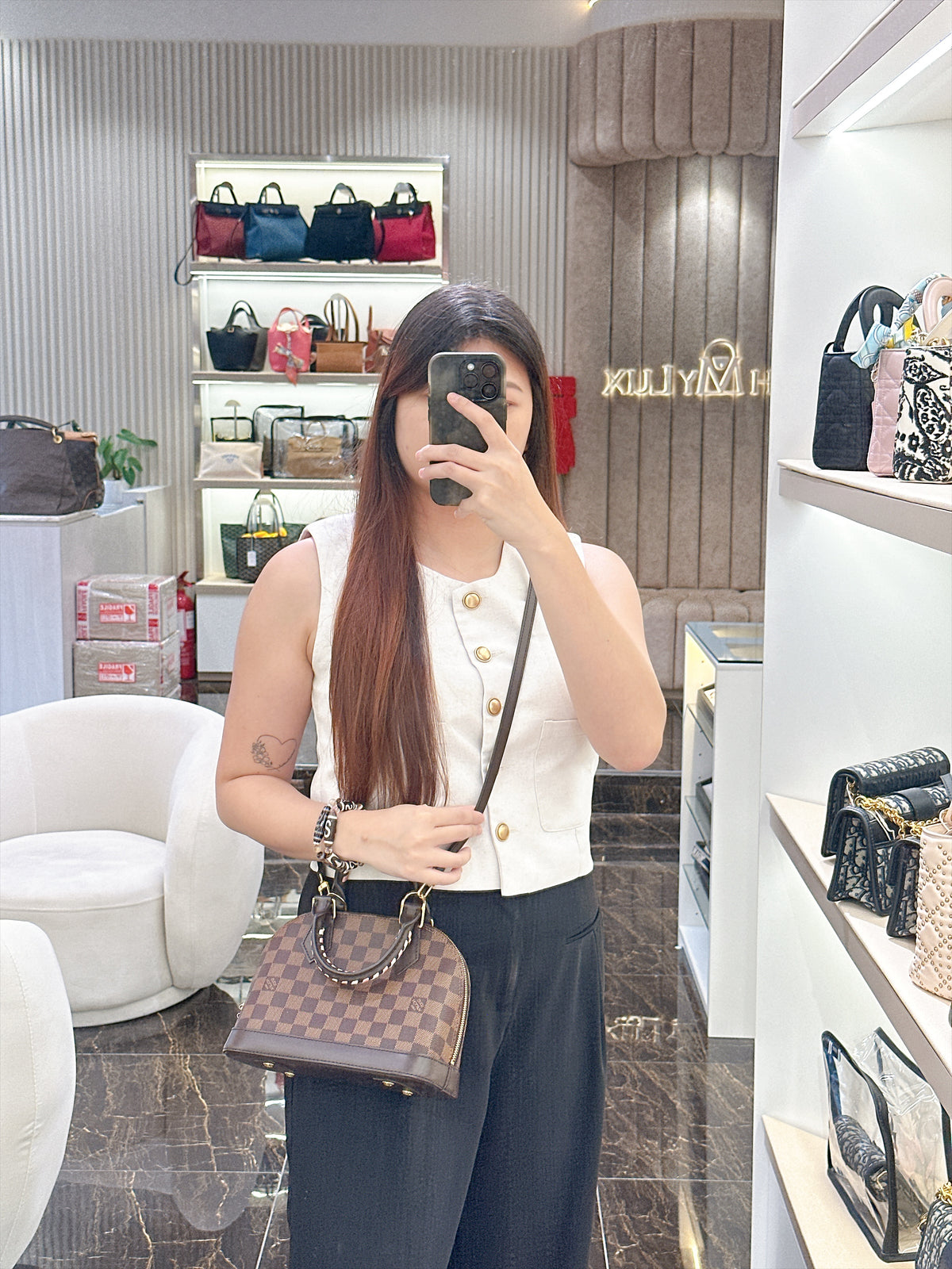 LV Alma BB Damier Ebene Braided