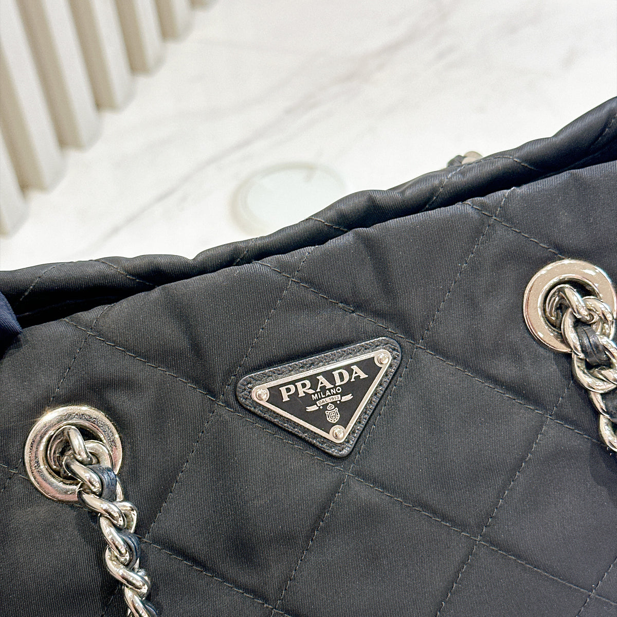 Prada Quilted Tessuto Nylon Chain Shoulder Tote
