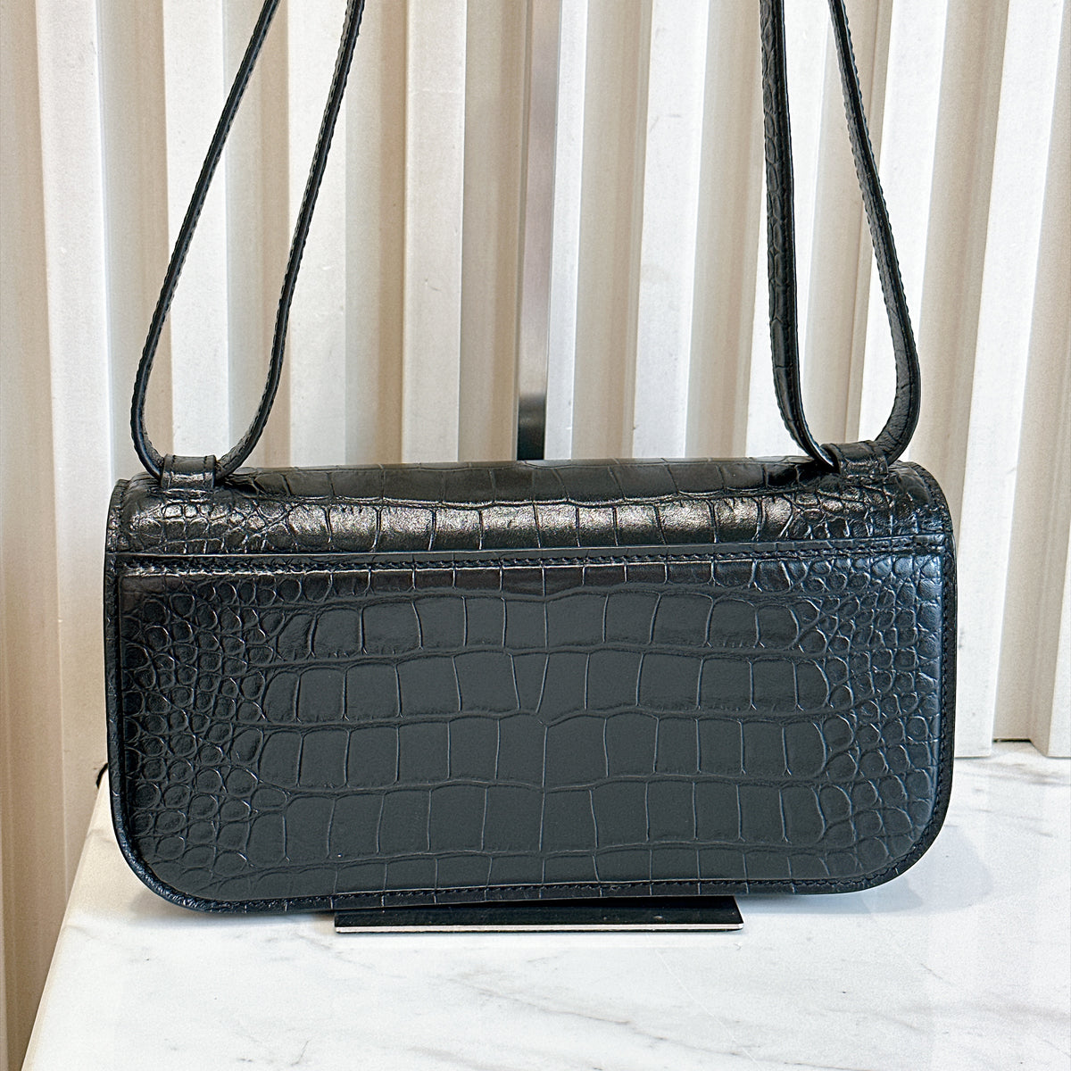 Balenciaga Gossip Small in Black Crocodile Embossed Calfskin