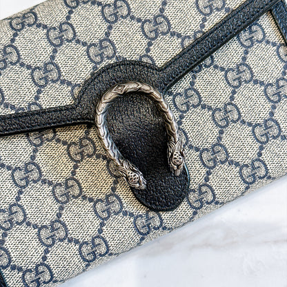 Gucci Dionysus GG Supreme Wallet On Chain in Navy Blue