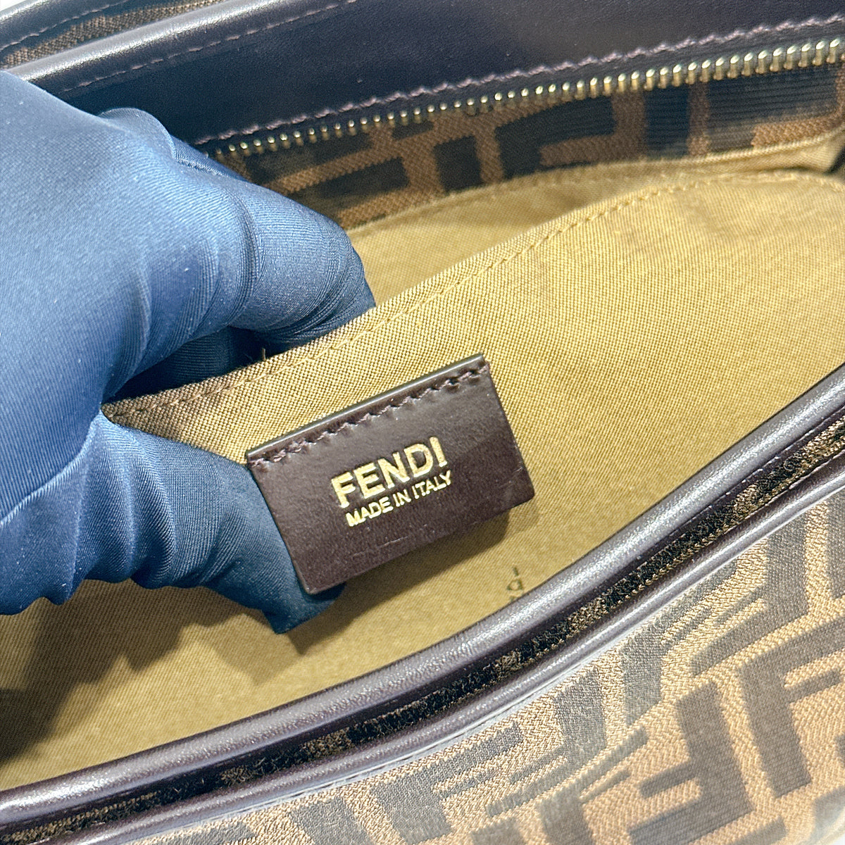Fendi Zucca Print Canvas and Leather Tote / Chef Bag