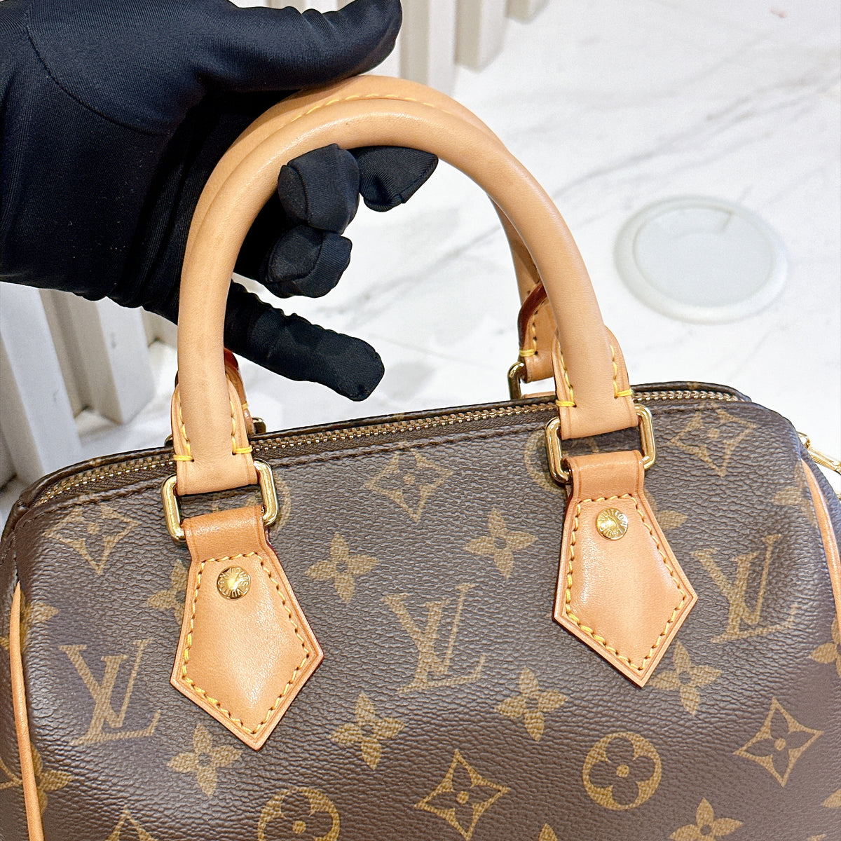 LV Monogram Speedy 20 in Beige Strap