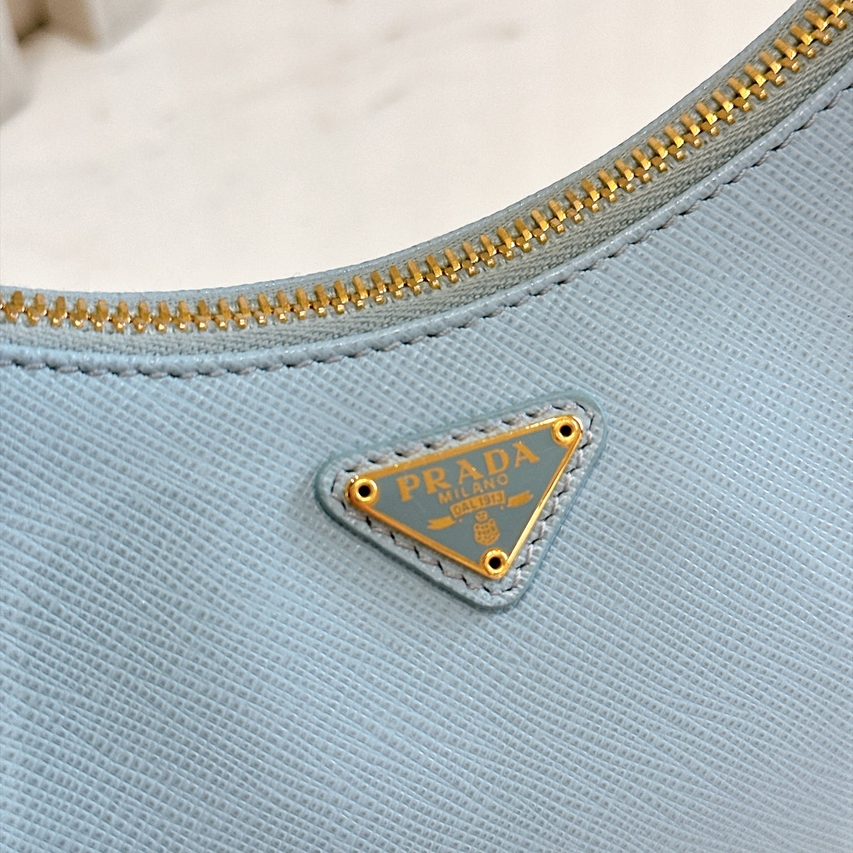 Prada 3 in 1 Hobo Bag in Blue Saffiano