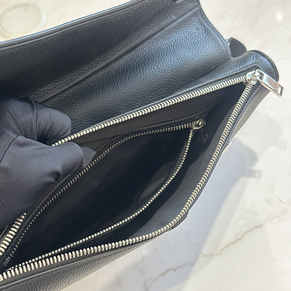 Dior Saddle Maxi in Black Grained Calf Leather