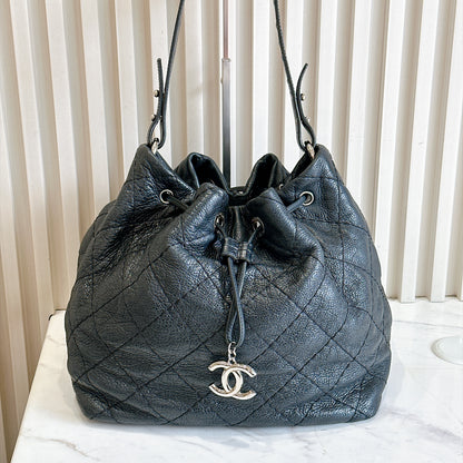 Chanel Glazed Calfskin On The Road Drawstring Bucket Bag
