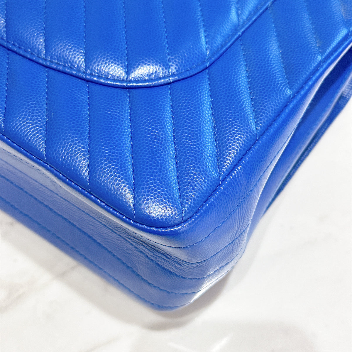 Chanel Jumbo In Blue Chevron Caviar SHW
