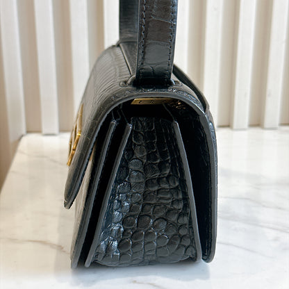 Balenciaga Gossip Small in Black Crocodile Embossed Calfskin