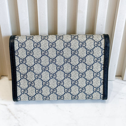 Gucci Dionysus GG Supreme Wallet On Chain in Navy Blue