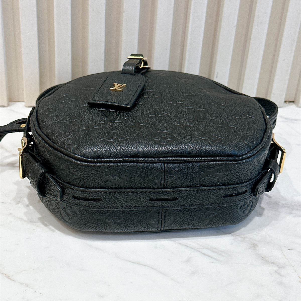 LV Boite Chapeau Souple MM in Black Empreinte
