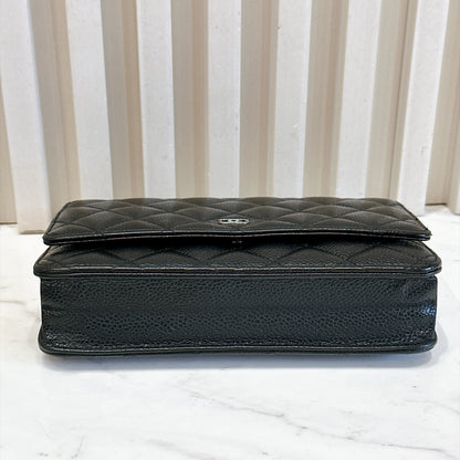 Chanel Wallet On Chain in Black Caviar SHW