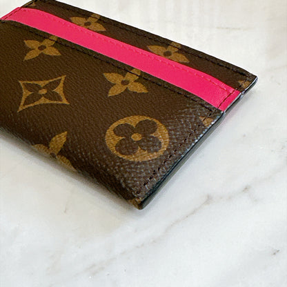 LV Double Card Holder Pondichery Pink