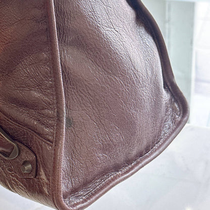 Balenciaga Work Tote in Burgundy Arena Lambskin