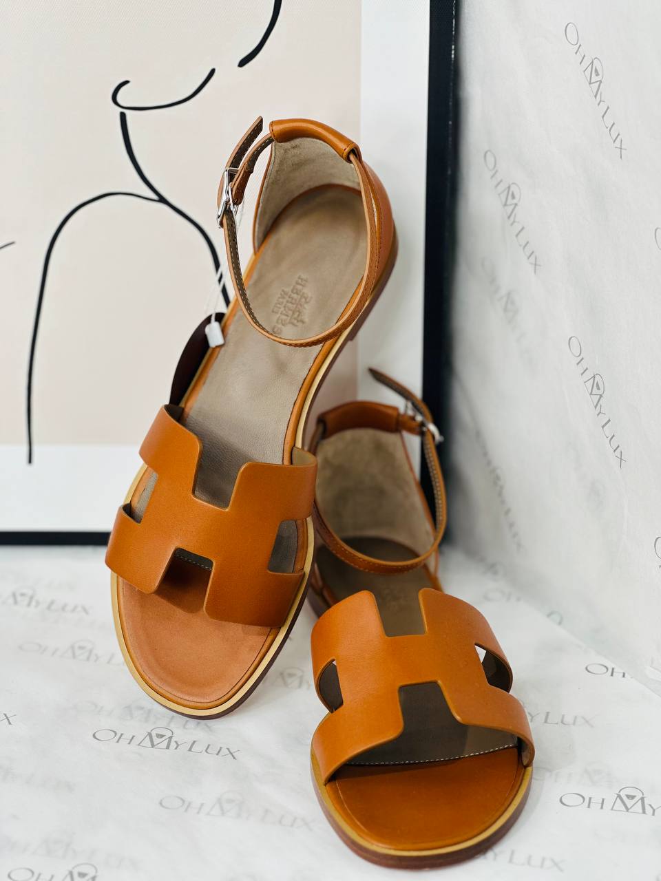 Hermes Santorini Sandal In Brown