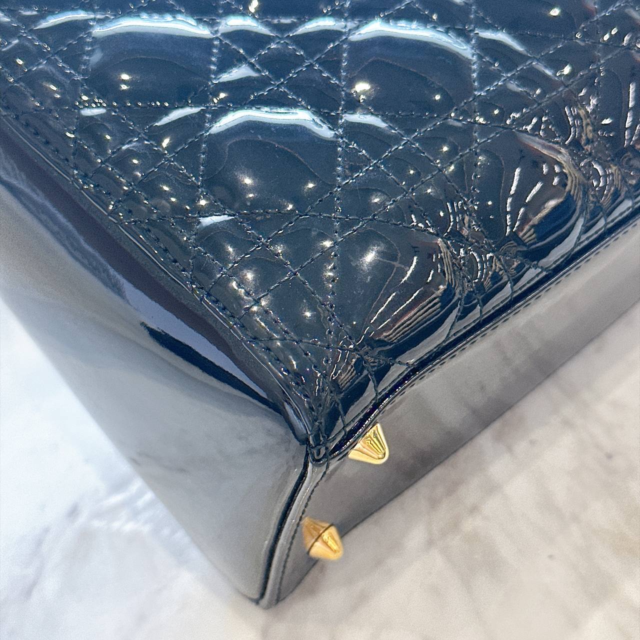 Lady Dior Medium in Black Patent GHW