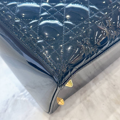 Lady Dior Medium in Black Patent GHW