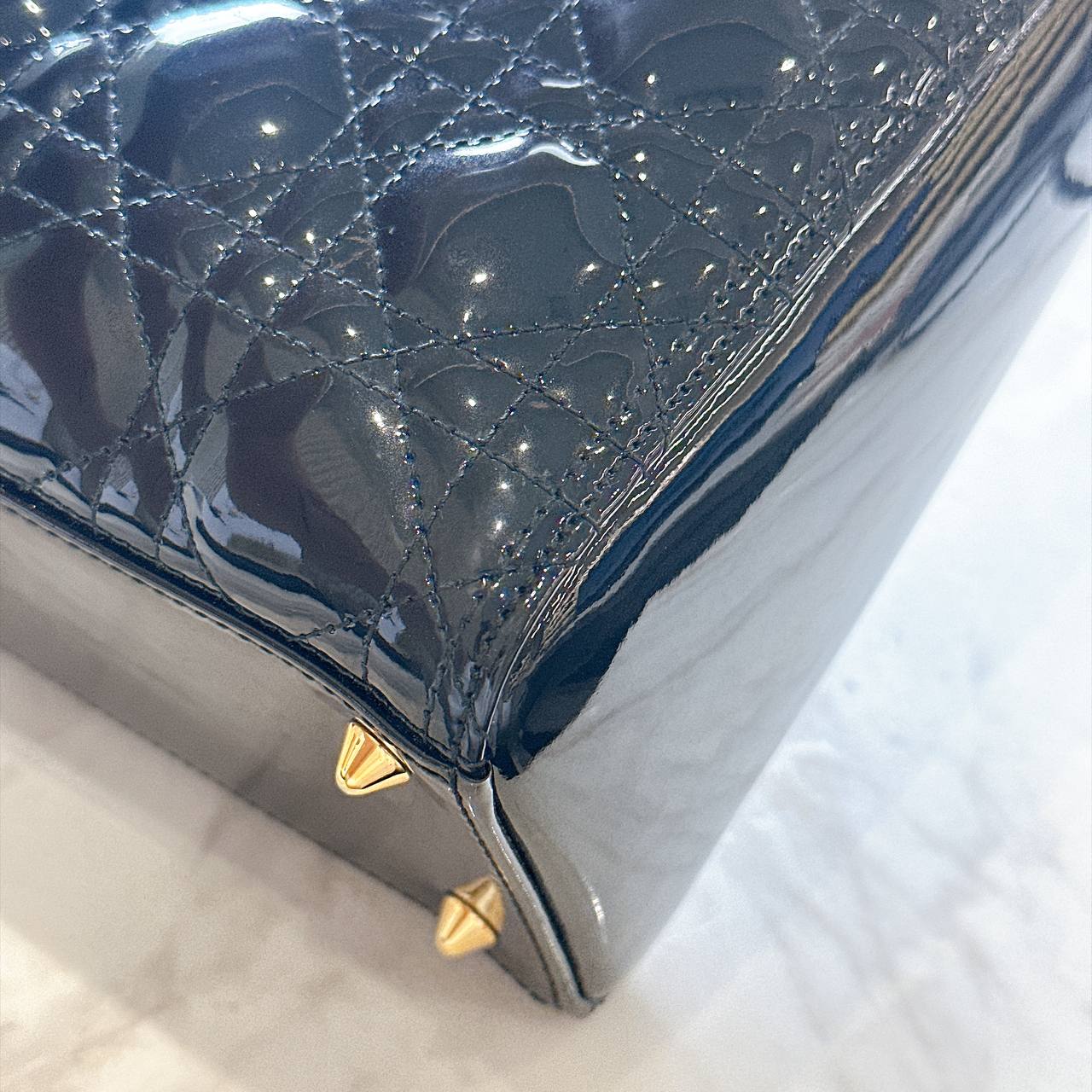 Lady Dior Medium in Black Patent GHW